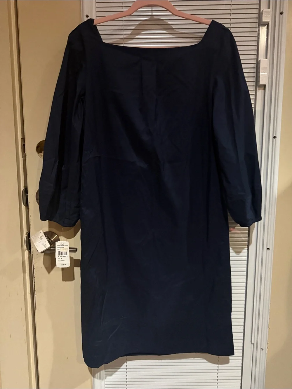 Diane Von Furstenberg Navy Puff-Sleeve Midi Dress